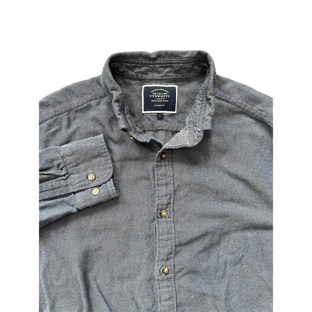 Charles Tyrwhitt Shirt Mens‎ Large Birdseye Blue Classic Fit Button Up Casual